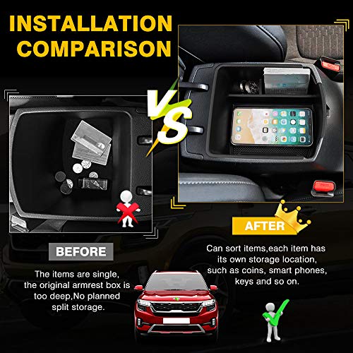 Autorder Center Console Organizer for Kia Seltos 2021 2022 2023 2024 2025 Accessories Armrest Storage Box Secondary Insert Tray with 2 Color Mats - Image 3