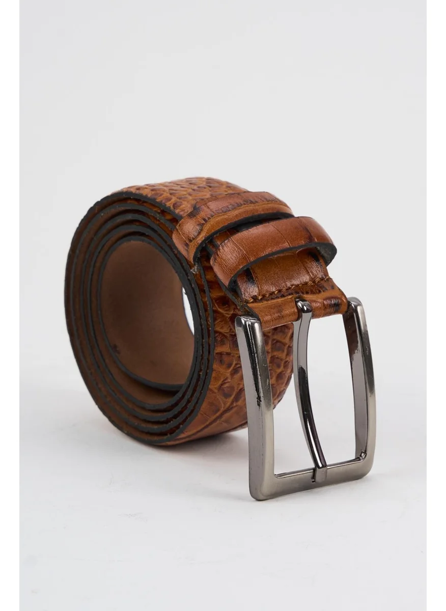 Alexander Gardi Alexandergardi Men's Texture Detailed Patterned Leather Belt (E24-BELT-21)