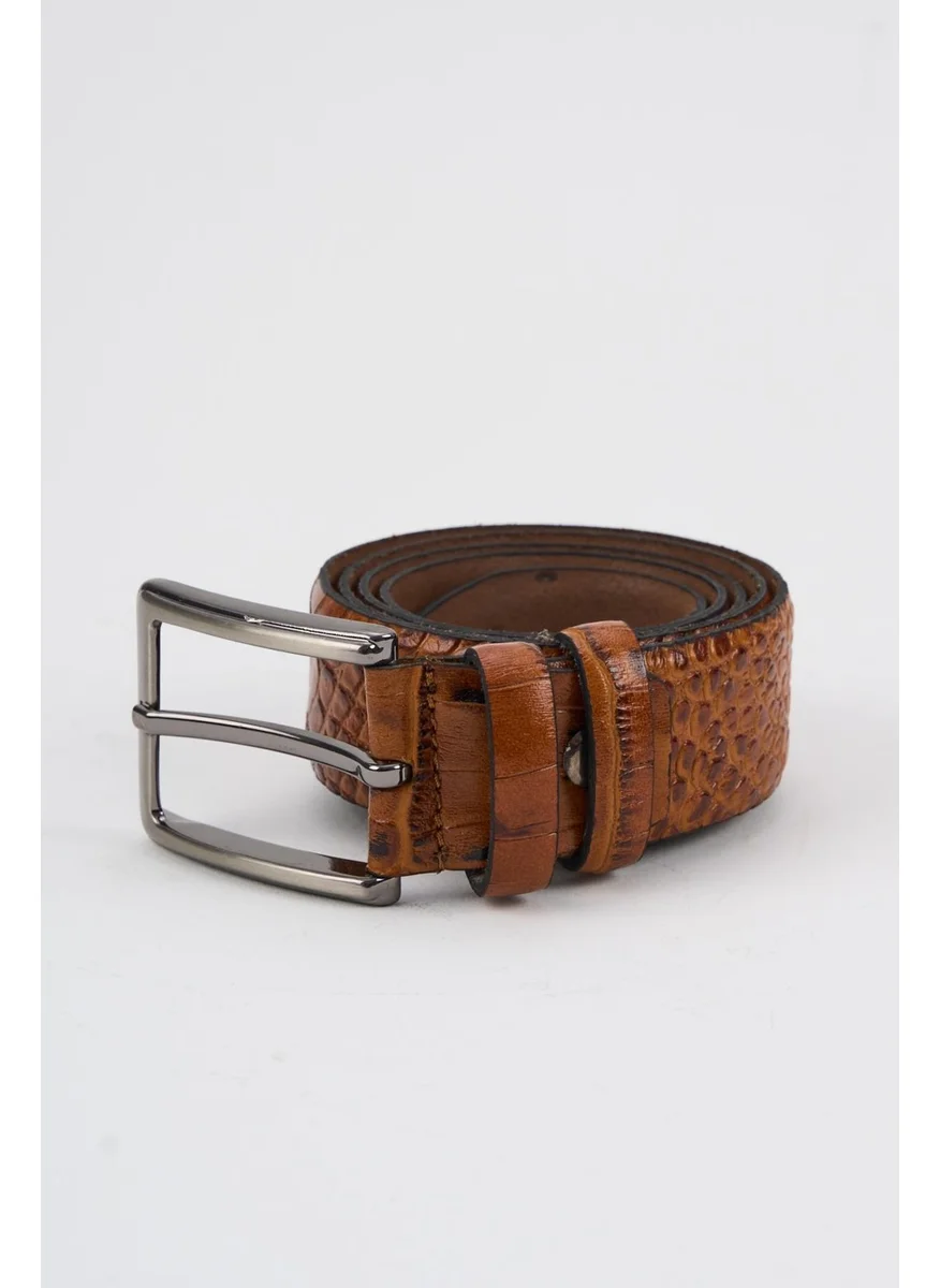 Alexander Gardi Alexandergardi Men's Texture Detailed Patterned Leather Belt (E24-BELT-21)