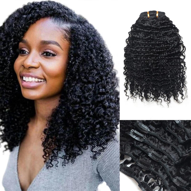 Luwigs Afro Kinky Curly 3B 3C Clip in Hair Extensions for Black Women Real Brazilian Virgin Human Hair Clip Ins Natural Color 7pcsset 14 inches 3B 3C Afro Kinky Curly