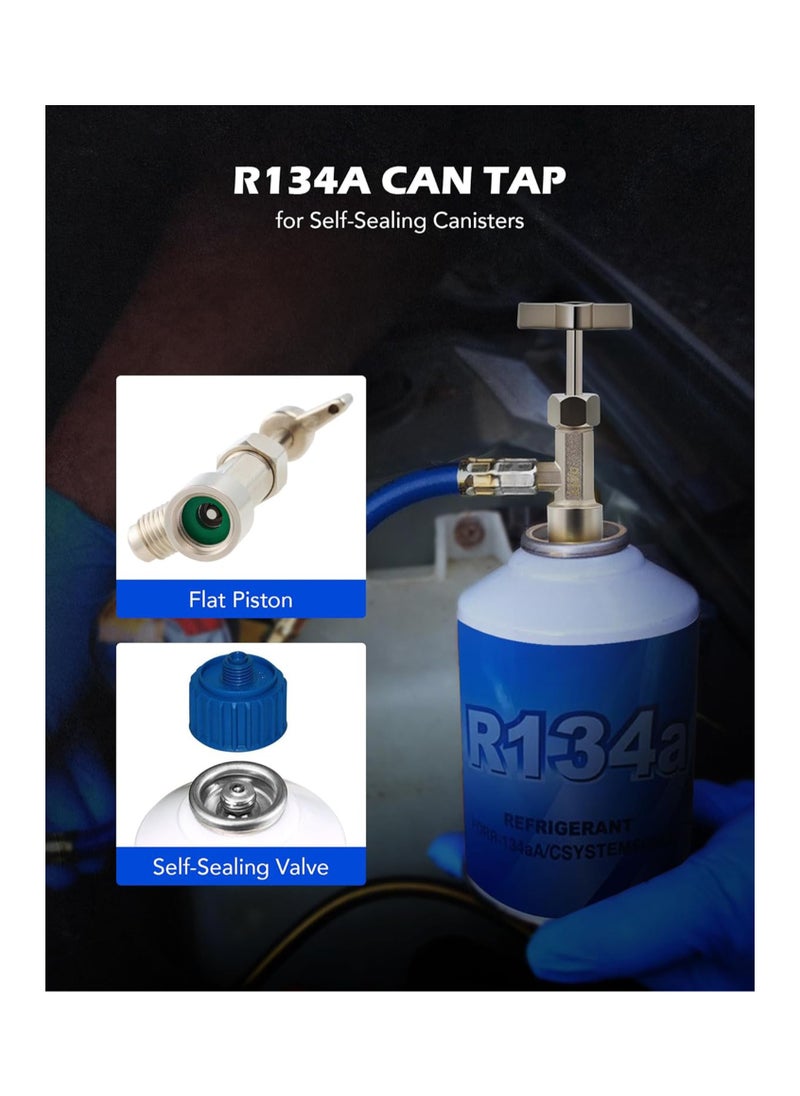 SYOSI For R134a Self Sealing Can Tap, Self-Sealing Can Opener for R134a Refrigerant Self-Sealing Cans, with Tank Adapter for 1/4" and 1/2" AC Charging Hoses for Refilling Automotive AC System  - Image 2
