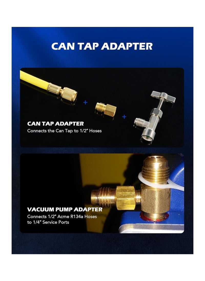 SYOSI For R134a Self Sealing Can Tap, Self-Sealing Can Opener for R134a Refrigerant Self-Sealing Cans, with Tank Adapter for 1/4" and 1/2" AC Charging Hoses for Refilling Automotive AC System  - Image 4