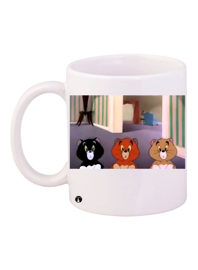 RYN Cartoon Bear Printed Coffee Mug White/Brown/Black 11ounce