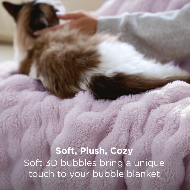 Bedsure 3D Fleece Bubble Blanket for Couch - GentleSoft Purple Throw Mother's Day Blanket for Sofa Bed Room Decor - Luxury Soft Cozy Gifts for Women, Lightweight, All Seasons, Light Purple, 50"Ã—60" - Image 3