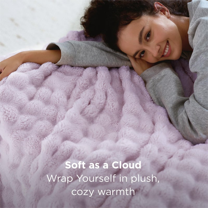 Bedsure 3D Fleece Bubble Blanket for Couch - GentleSoft Purple Throw Mother's Day Blanket for Sofa Bed Room Decor - Luxury Soft Cozy Gifts for Women, Lightweight, All Seasons, Light Purple, 50"Ã—60" - Image 2