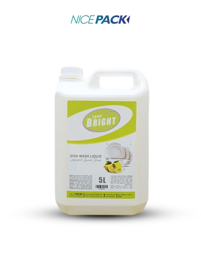 Generic Luna Bright Dish Wash Liquid For Dishwashing , Lemon - 5L 