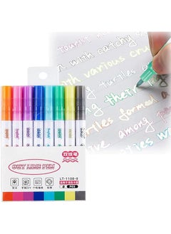erorex Outline Markers Double Line Shimmer Markers Super Squiggles Glitter Metallic Markers Shimmer Outline Markers For Art Drawing Writing Greeting Cards Diy Scrapbook Crafts 8 Color  - Image 1