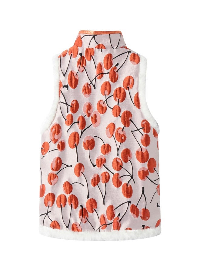 Mud Kingdom Baby Girls Vest Tang Vintage Traditional Stand Collar Cherry Light Pink 12-18 Months - Image 4