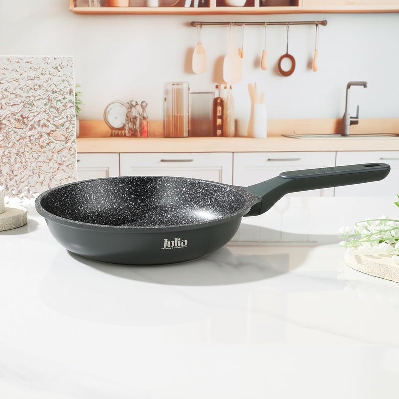 Julia Elite-Pro Frypan Without Lid 24cm Green Granite Non-Stick Forged Cooking Pan With Soft-Touch Handle, Durable Lightweight Skillet For Daily Use On All Stove Types - Image 2