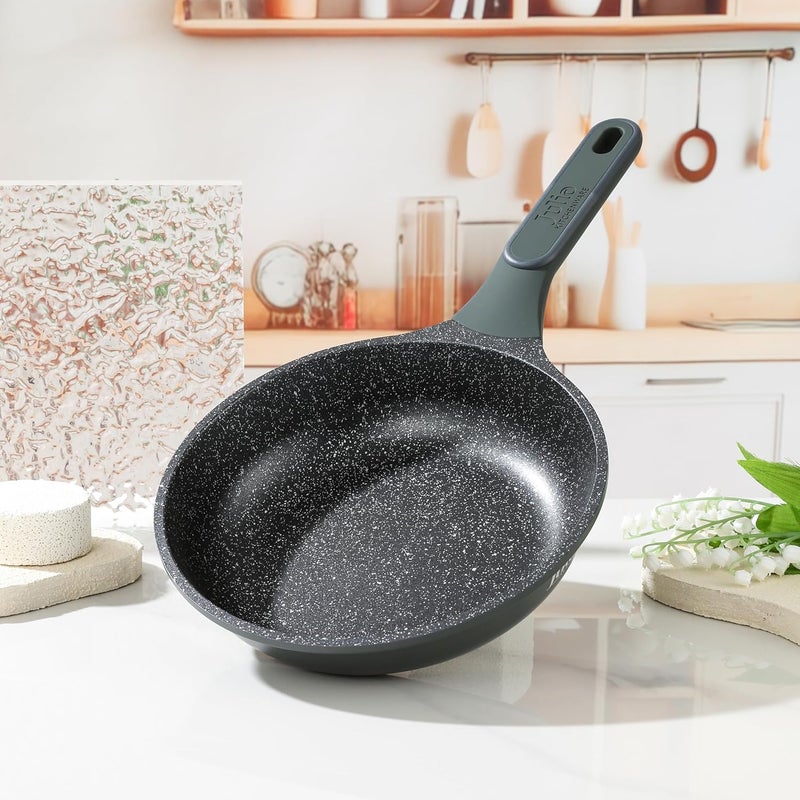 Julia Elite-Pro Frypan Without Lid 24cm Green Granite Non-Stick Forged Cooking Pan With Soft-Touch Handle, Durable Lightweight Skillet For Daily Use On All Stove Types - Image 1