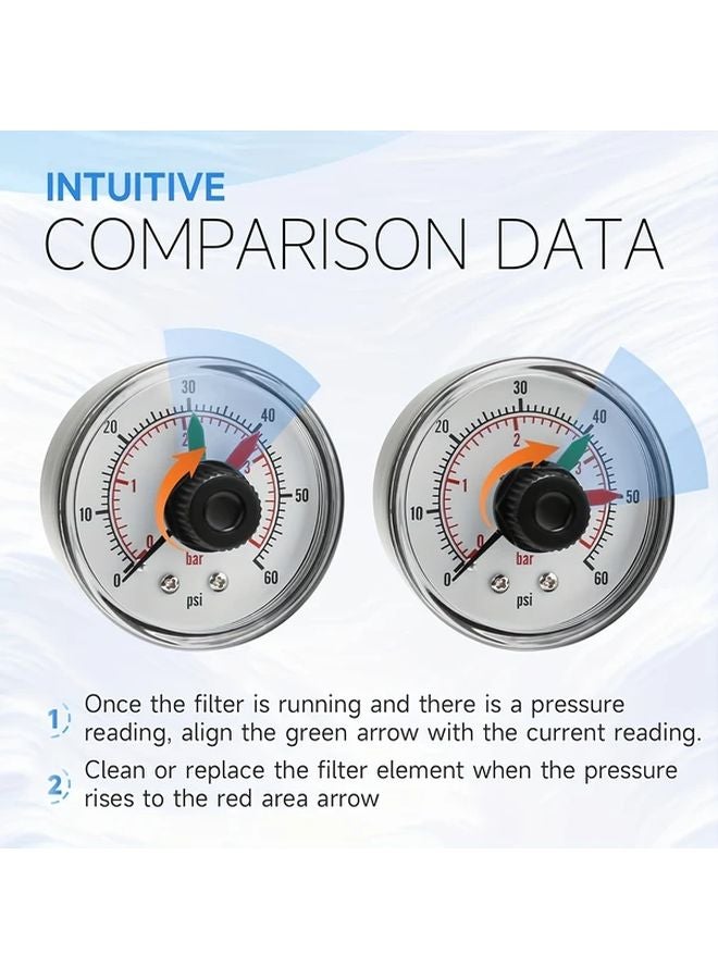 Axial Pressure Gauge 1pc for Sand Pump Water Therapy Vibrating Disk Replacement - Image 3