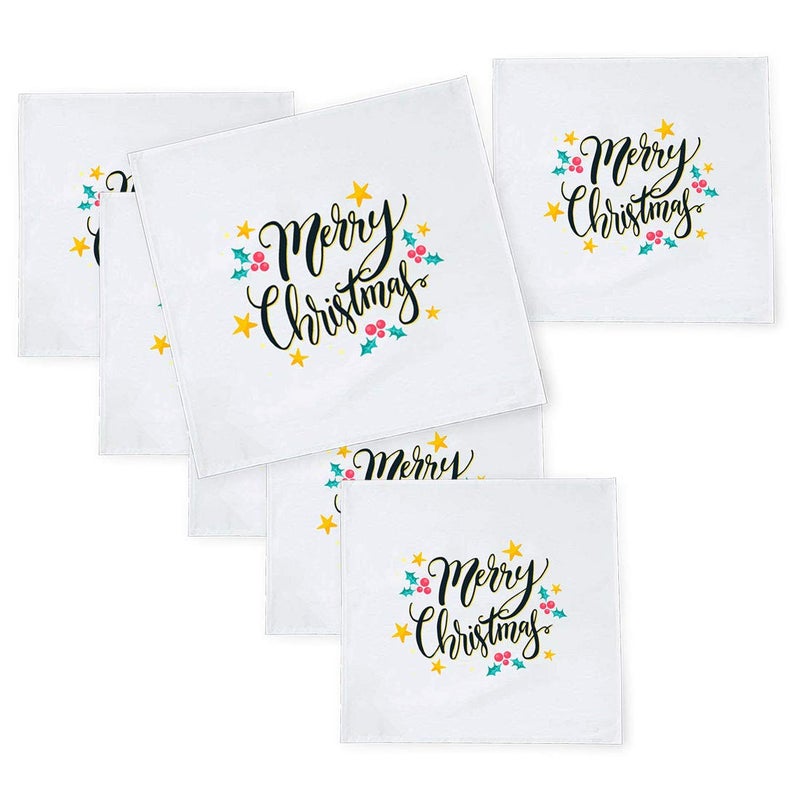 Khakee 6 Pcs Christmas Theme Tafta Silk Table Napkins 10x 10 for Xmas Decoration Christmas OrnamentsChristmas Gift npxmas076P - Image 1