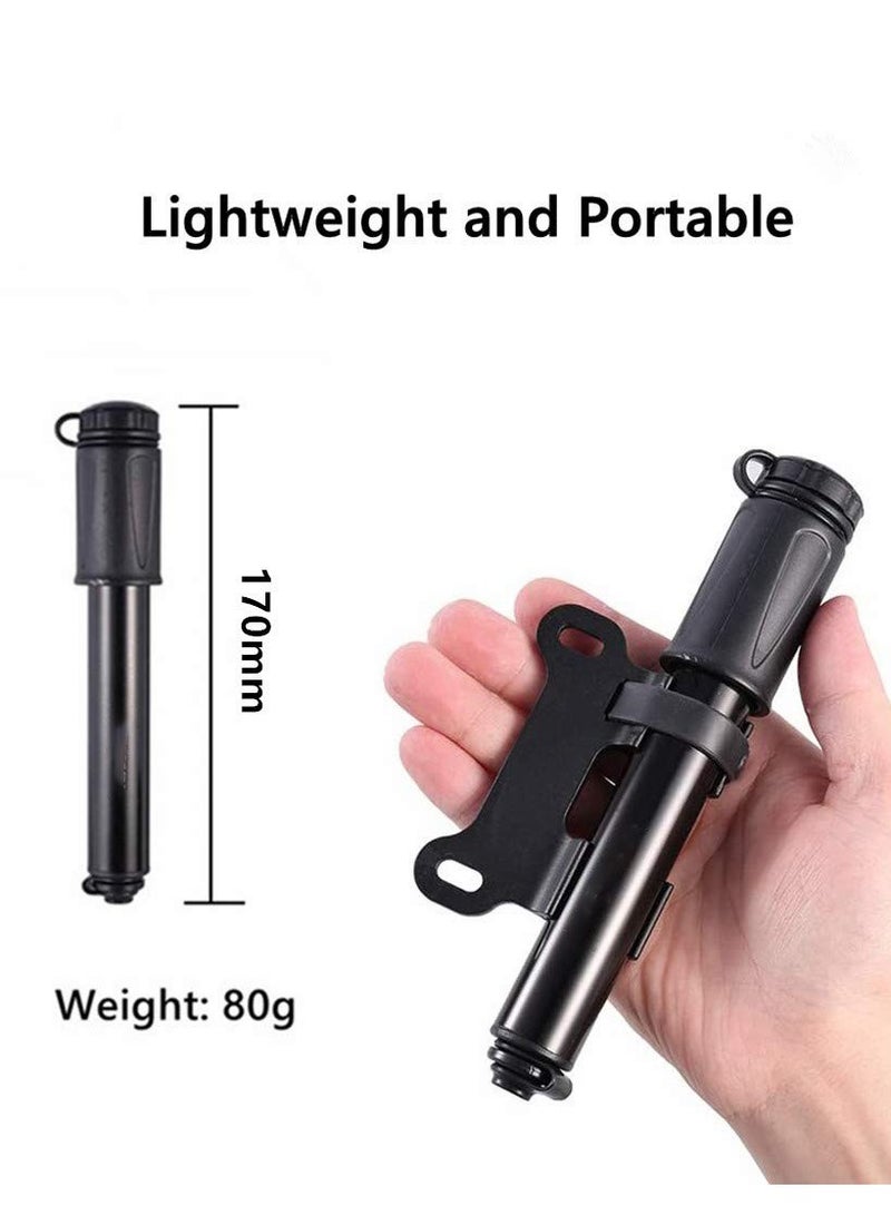 SOLARAE Mini Bicycle Pump, Portable Tire Valve Pump High Pressure Small Waterproof Air Hose Aluminum Alloy Inflator with Hose for Inflatable Balls Toys Mountain Bike Inflatable (black) - Image 2