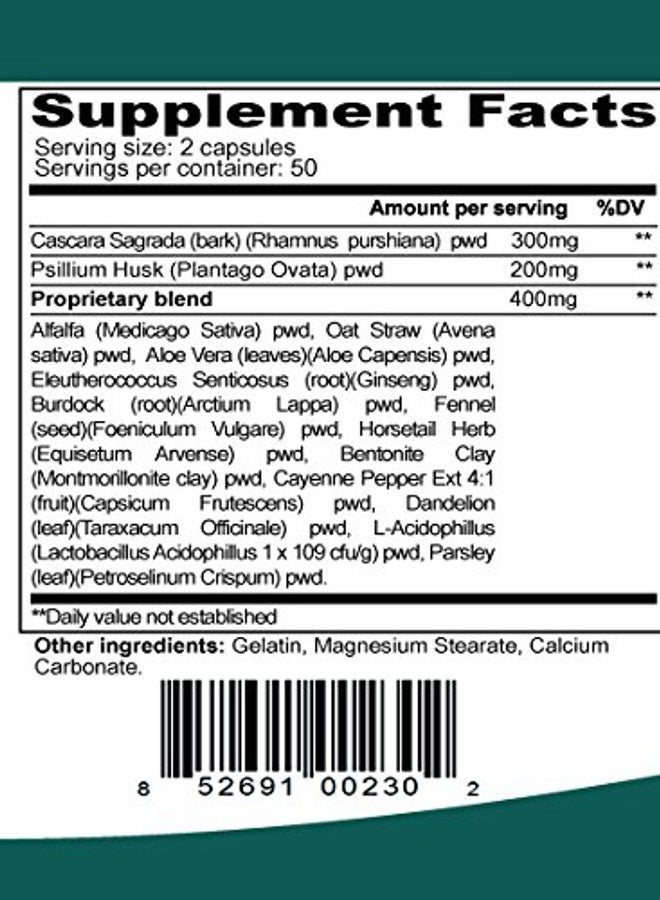 elp essential Colon Cleanser Detox Formula 100 Capsules Limpiador de Colon - Image 4
