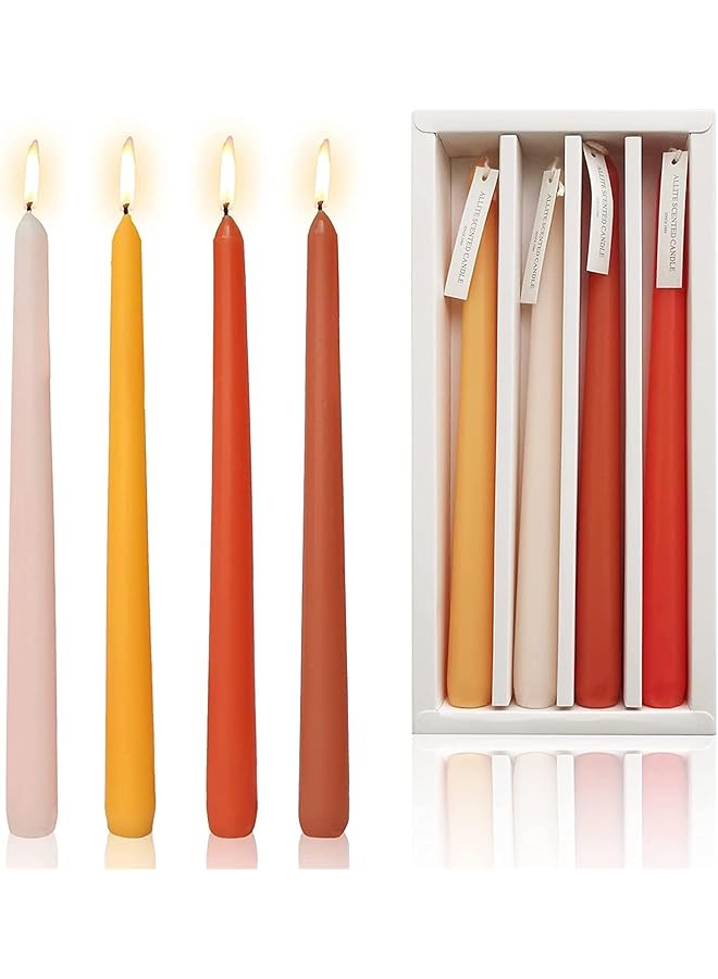 The Bros Taper Candles Smokeless Candle Colorful Long Candles Wax Mulitcolor Taper Candles for Decor Wedding Festival Party Home Decor,Set of 4(Orange) - Image 1