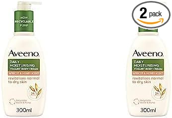 Aveeno Daily Moisturising Yogurt Body Cream Revitalises Normal to Dry Skin Apricot and Honey Scent 300ml Packaging may vary Pack of 2 - Image 1