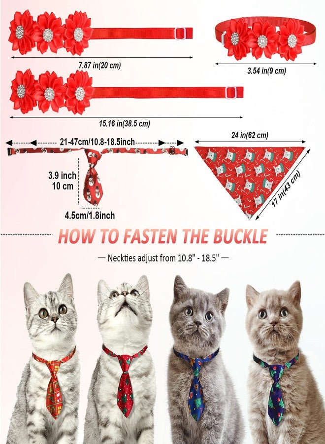 Reginary 85 Pcs Christmas Dog Ties Set Include Neckties Flower Dog Bowknot Bandana Scarf for Xmas Puppy Cat - Image 3