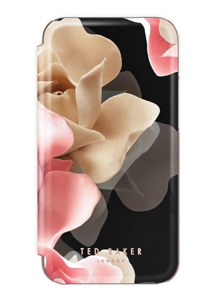 Ted Baker Mirror Folio Case for iPhone 14 Pro - Porcelain Rose (Black) - Image 1