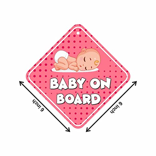 KREEPO Kids Sticker Baby On Board Sleeping Child/Baby Vehicle Decal, Window Hanging Safety Sign for Car - Pink Colour Size(6inch x 6inch) (Pack of 2) - Image 2