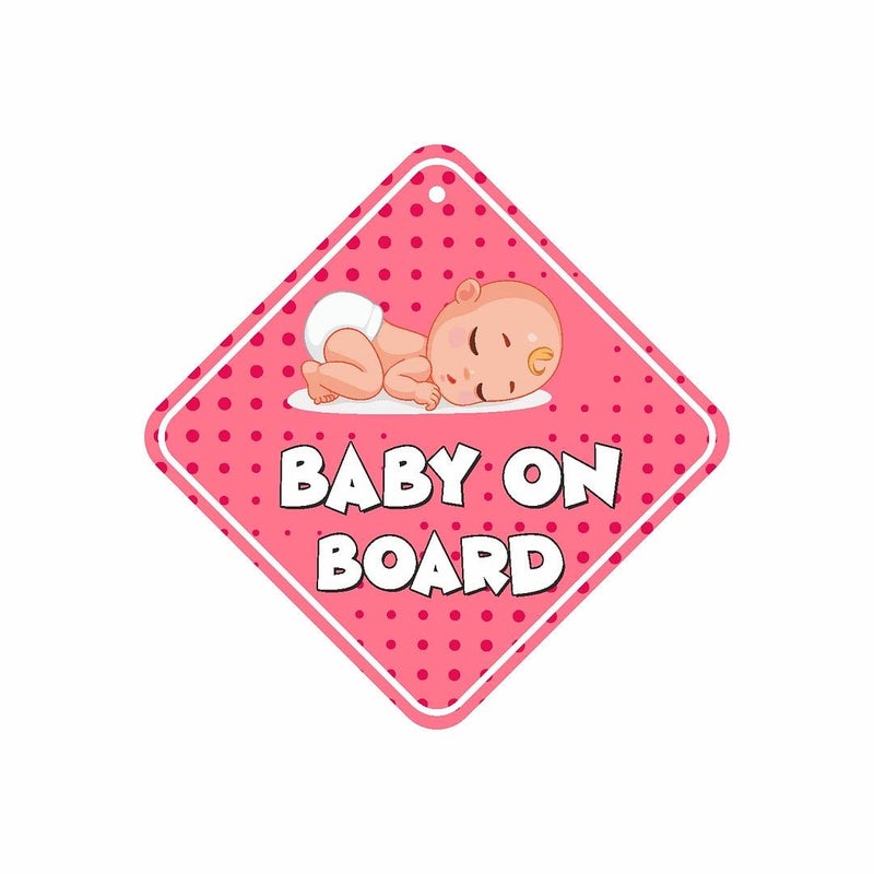 KREEPO Kids Sticker Baby On Board Sleeping Child/Baby Vehicle Decal, Window Hanging Safety Sign for Car - Pink Colour Size(6inch x 6inch) (Pack of 2) - Image 5