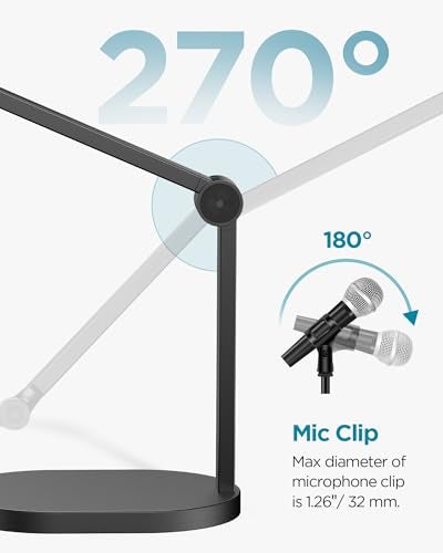 InnoGear Studio Mic Stand, Max Load 2.64 lb Microphone Arm Desk Mount Desktop Microphone Stand for Fifine AM8 K669B Blue Yeti HyperX QuadCast SoloCast AT2020, Webcams Cameras - Image 4