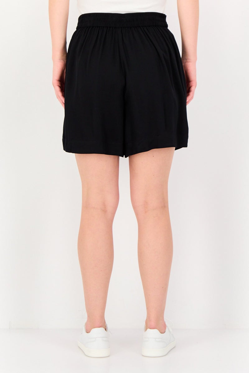 promod Women Solid Belt Tie Shorts, Black - Image 2