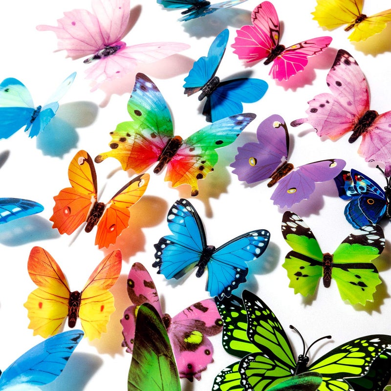 ZAUGONTW 120PCS 3D Colorful Butterfly Wall Stickers, Butterfly Wall Decals, Removable Butterflies DIY Art Decor Crafts for Party Offices Bedroom Room Sticker Set - Image 2
