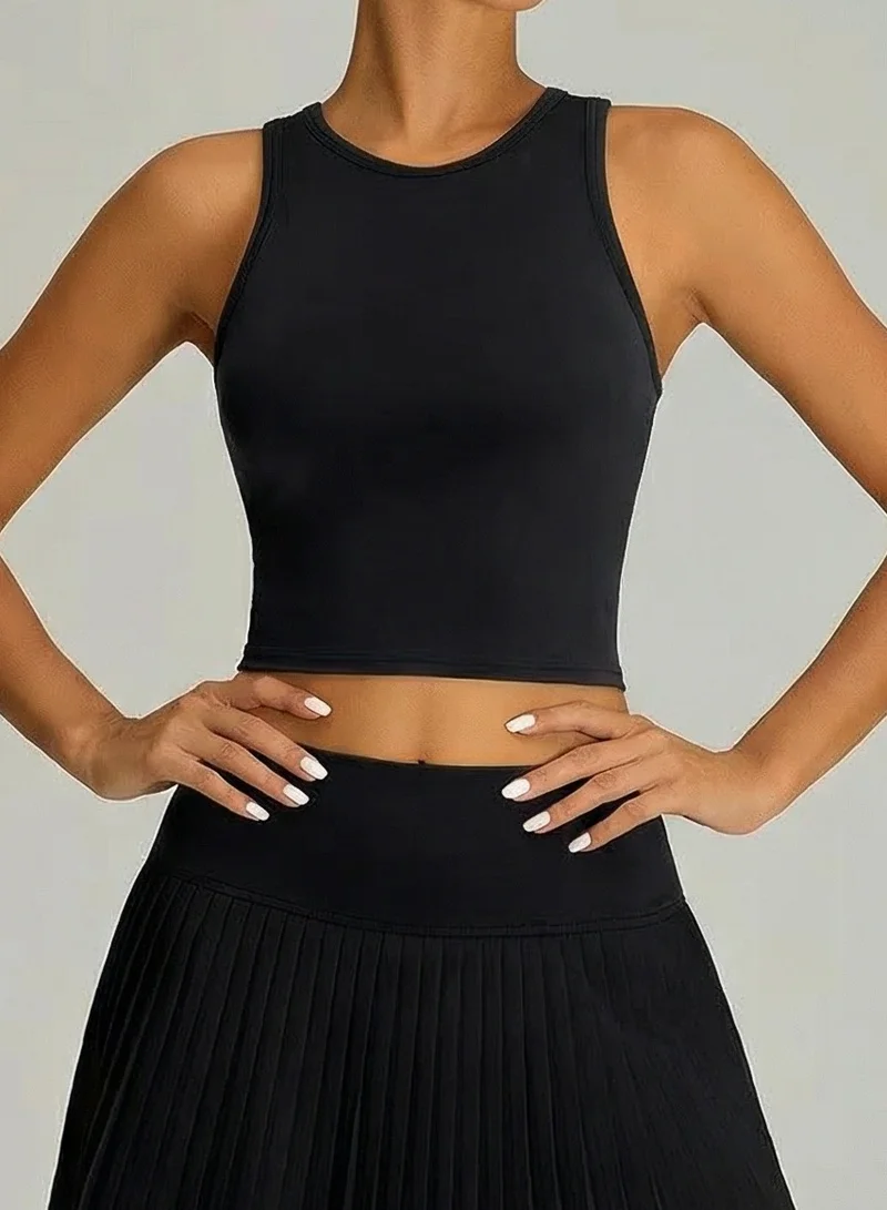 SVL Women's Sports Top with Built-in Bra - Black - SVL