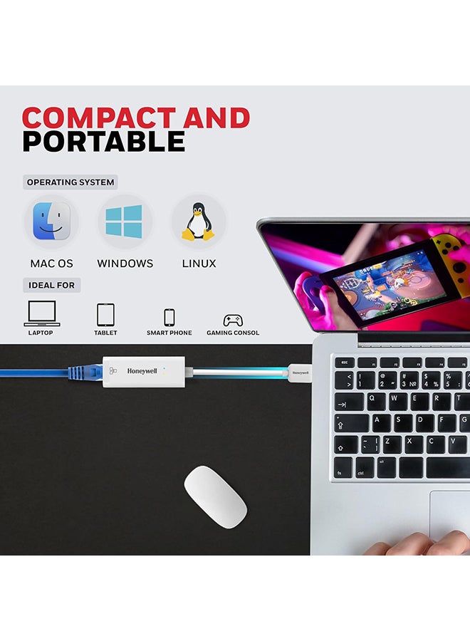 هوني ويل محول إيثرنت جيجابت عالي السرعة من USB 3.1 إلى RJ45، سرعة شبكة LAN 10/100/1000 ميجابايت في الثانية، لأجهزة الكمبيوتر المحمولة، وأجهزة الكمبيوتر المكتبية، وأجهزة الألعاب، وأجهزة Ultrabook، وأجهزة Chromebook، والتوصيل والتشغيل، وضمان الشركة المصنعة لمدة 3 سنوات - Image 5