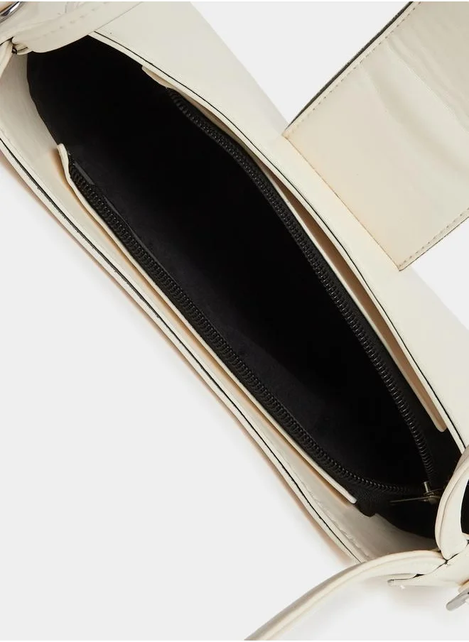 Styli Plain Baguette Bag with Detachable Strap