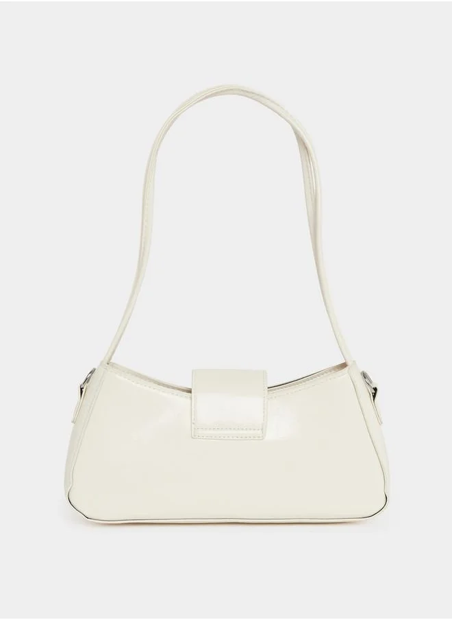 Styli Plain Baguette Bag with Detachable Strap
