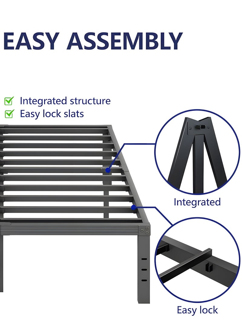 Generic - 18 Inch High Metal Queen Bed Frame, Platform Bed Frame Queen Size No Box Spring Needed, Easy Assembly, Noise Free, Sturdy, Black - Image 1