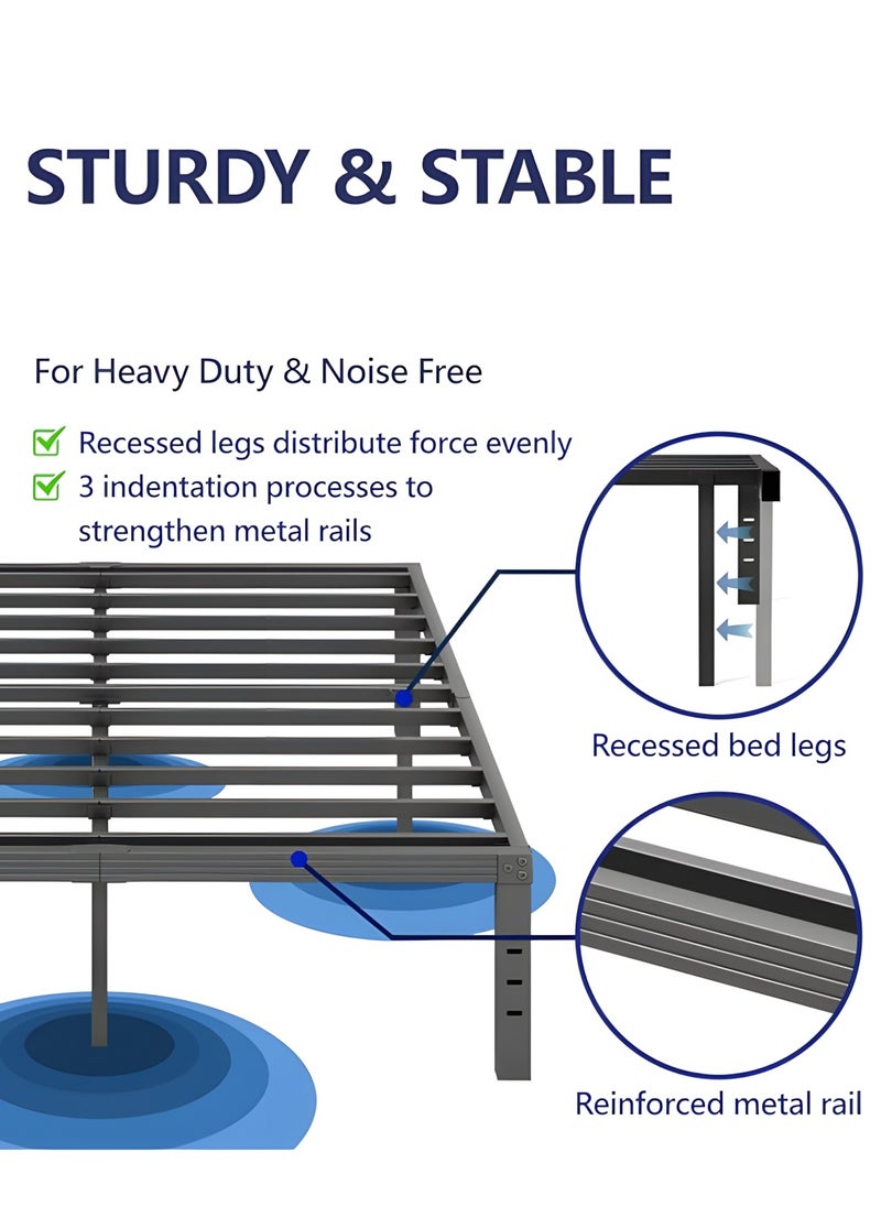 Generic - 18 Inch High Metal Queen Bed Frame, Platform Bed Frame Queen Size No Box Spring Needed, Easy Assembly, Noise Free, Sturdy, Black - Image 1