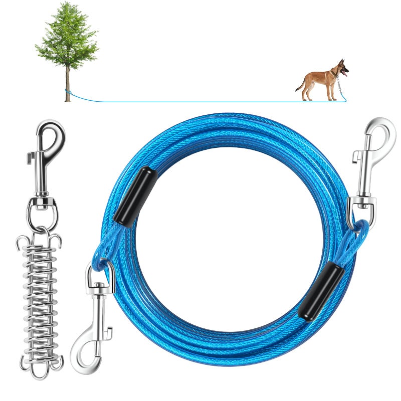 hyhjh Dog Tie Out Cable, 30 FT Heavy Duty Dogs Lead Cable with Detachable Shock Spring, Dog Runner Chains for Outside Yard Camping Hold Small or Medium Dogs (30feet, up to 160lbs) - Image 1