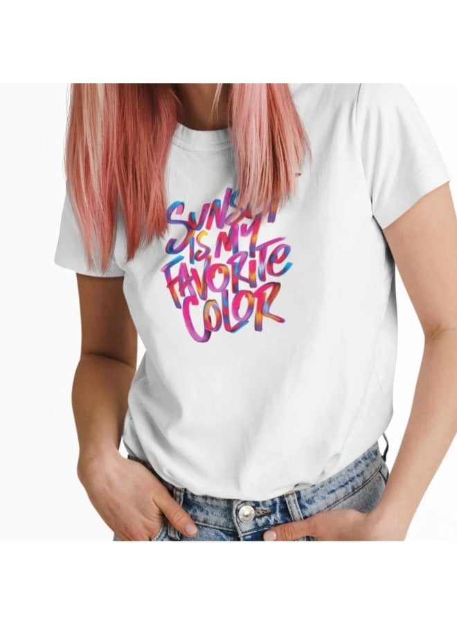 Primina Women's printed T-Shirt -Sunset, round neck, 100% cotton, regular fit - Image 2