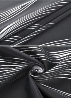 KYD 1 Panel Fabric Nation Curtain Light Blocking Curtains,  Silver Foil Print Thermal Insulated Room Privacy Insulated Liner Grommet Privacy Curtain Tiers 100*250cm Black  - Image 5