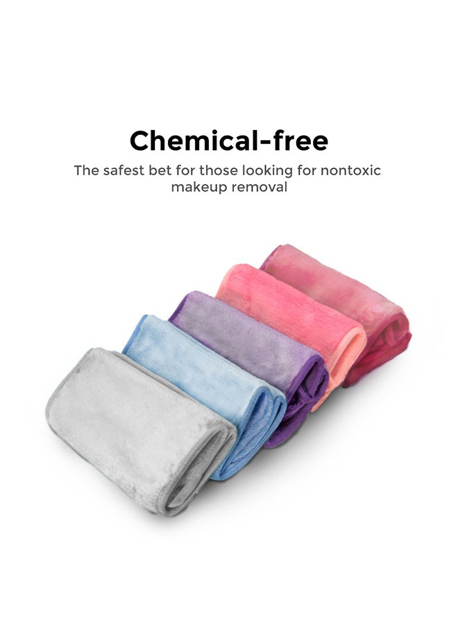 Wownect Reusable Makeup Remover Cloth Face Towel [5 Per Pack] [Machine Washable] [15.7x6.6 inch] - Hot Pink, Lavender, Pink, Blue, Grey  - Image 4