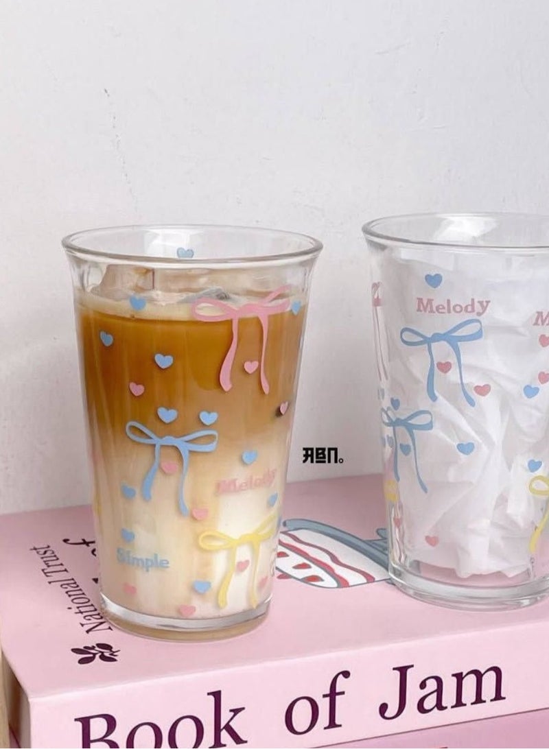 Cups for coffee, juices and matcha - 380 ml - 2 pieces - bow pattern - Image 4