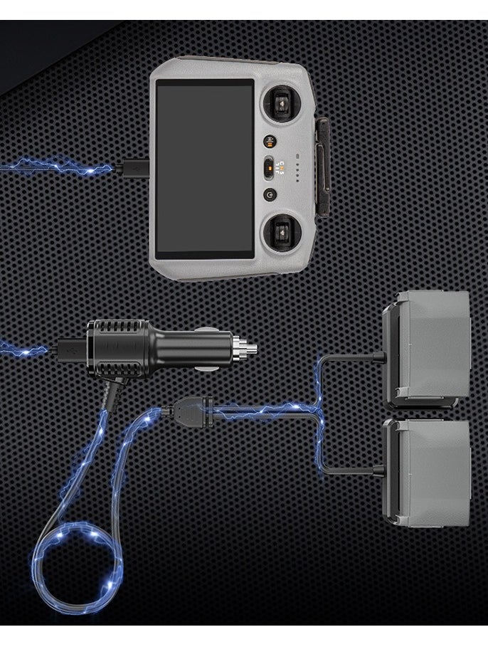SYOSI - 2 in 1 Battery Car Charger for DJI Mini 3 Pro Drone Quick Charge Adapter for Batteries and Remote Controller Support Batteries and Remote Controller Charging Together for DJI Mini 3 Pro Drone - Image 1
