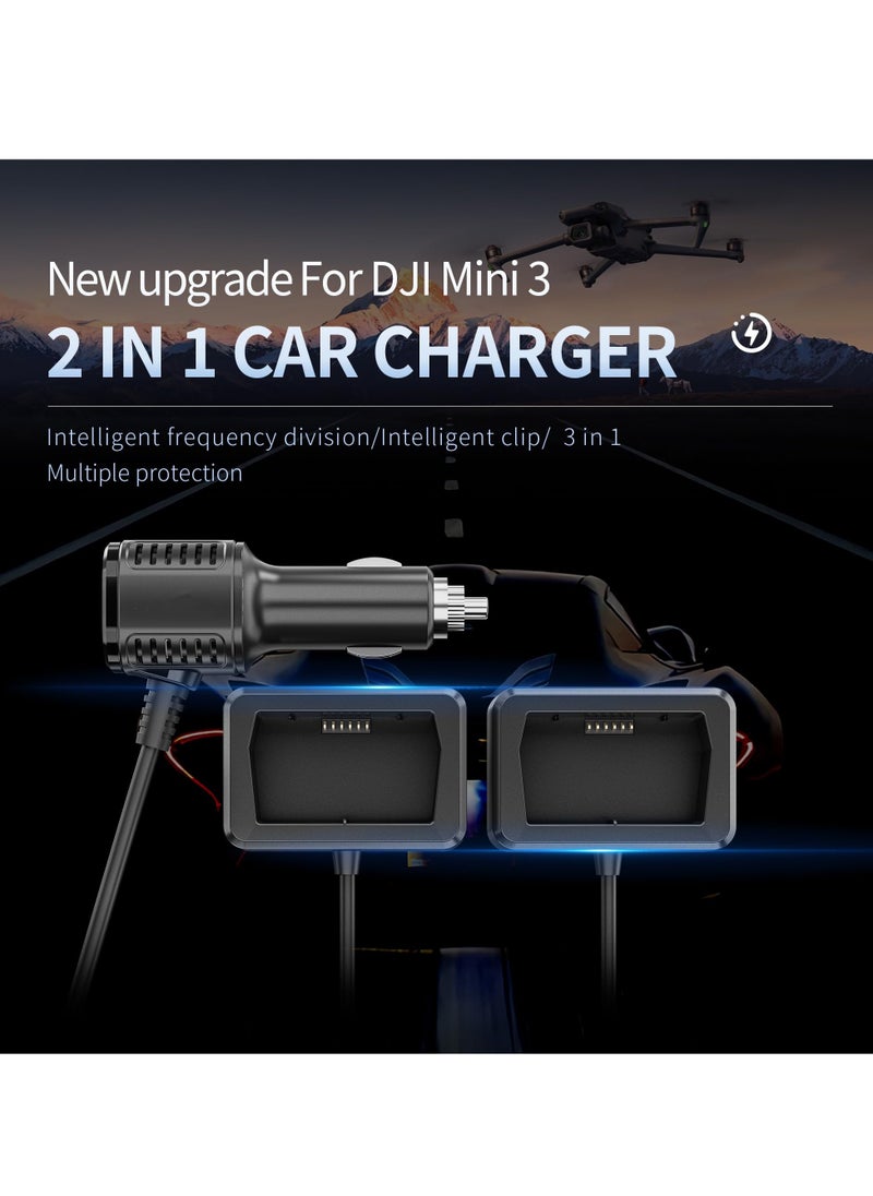 SYOSI - 2 in 1 Battery Car Charger for DJI Mini 3 Pro Drone Quick Charge Adapter for Batteries and Remote Controller Support Batteries and Remote Controller Charging Together for DJI Mini 3 Pro Drone - Image 1