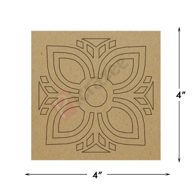 PICRAZEE DIY Engineered Pine MDF Pre-Marked 12 Square Plates Size 4x4 inch Diameter and 5.5 mm Thickness– Ideal for Art and Craft, Resin Art, Decoupage, and DIY Projects - Image 2