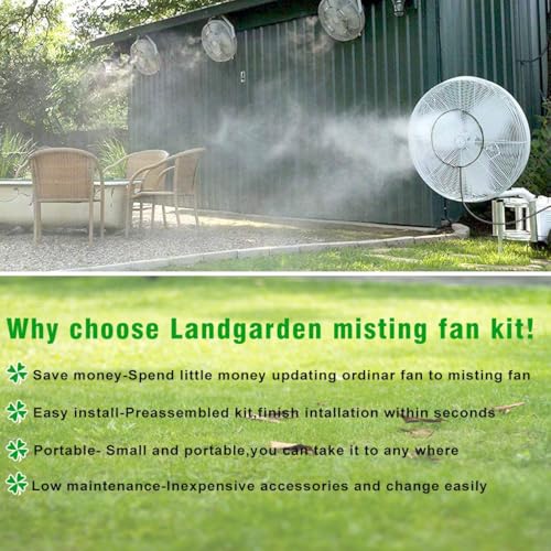 LANDGARDEN Outdoor Misting Fan Kit for a Cool Patio Breeze,Water Mister Spray for Cooling Outdoor,26FT (8M) Misting Line + 5 Brass Mist Nozzles + a Brass Adapter(3/4) Fit to Any Outdoor Fan - Image 4