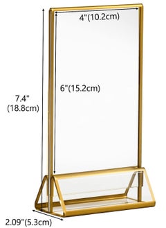 GROWSTEADY Acrylic Gold Sign Holder, 5x7Gold Acrylic Picture Frames Clear Double Sided Menu Holder for Wedding Table Number 6 Pack  - Image 1