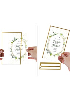 GROWSTEADY Acrylic Gold Sign Holder, 5x7Gold Acrylic Picture Frames Clear Double Sided Menu Holder for Wedding Table Number 6 Pack  - Image 2