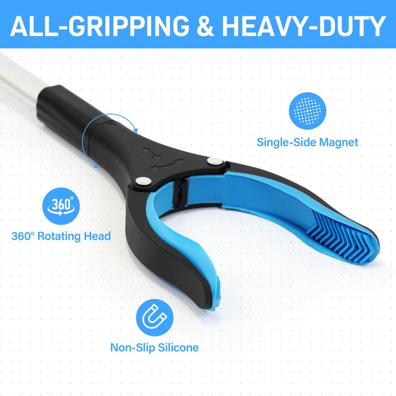 GrabRunner Grabber Reacher Tool for Seniors,36" Foldable Reacher Grabbers Pickup Stick with Anti-Slip 360Â° Rotating Jawï¼Œwith Magnet for Disabled, After Surgery Recovery (Blue, 36Inch 1 Pack) - Image 2