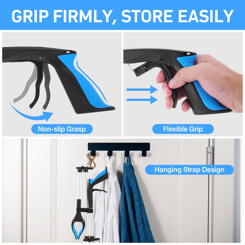 GrabRunner Grabber Reacher Tool for Seniors,36" Foldable Reacher Grabbers Pickup Stick with Anti-Slip 360Â° Rotating Jawï¼Œwith Magnet for Disabled, After Surgery Recovery (Blue, 36Inch 1 Pack) - Image 3