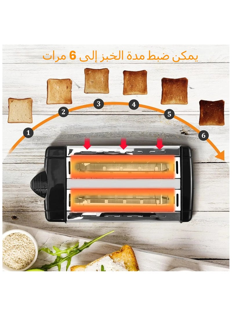 2 Slice Toaster with Double Wide Slots 6 Settings Bread Toaster Variable Browning Controls Toaster Auto Cut Off Toaster 650W Toaster Stainless Steel for Small Breads - Image 4