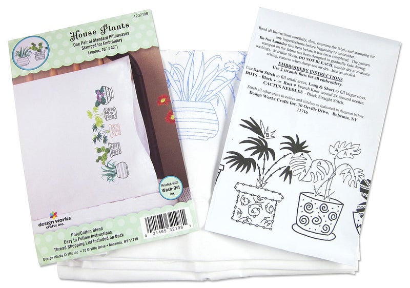 Design Works Crafts House Plants Stamped for Embroidery Pillowcases - Image 3