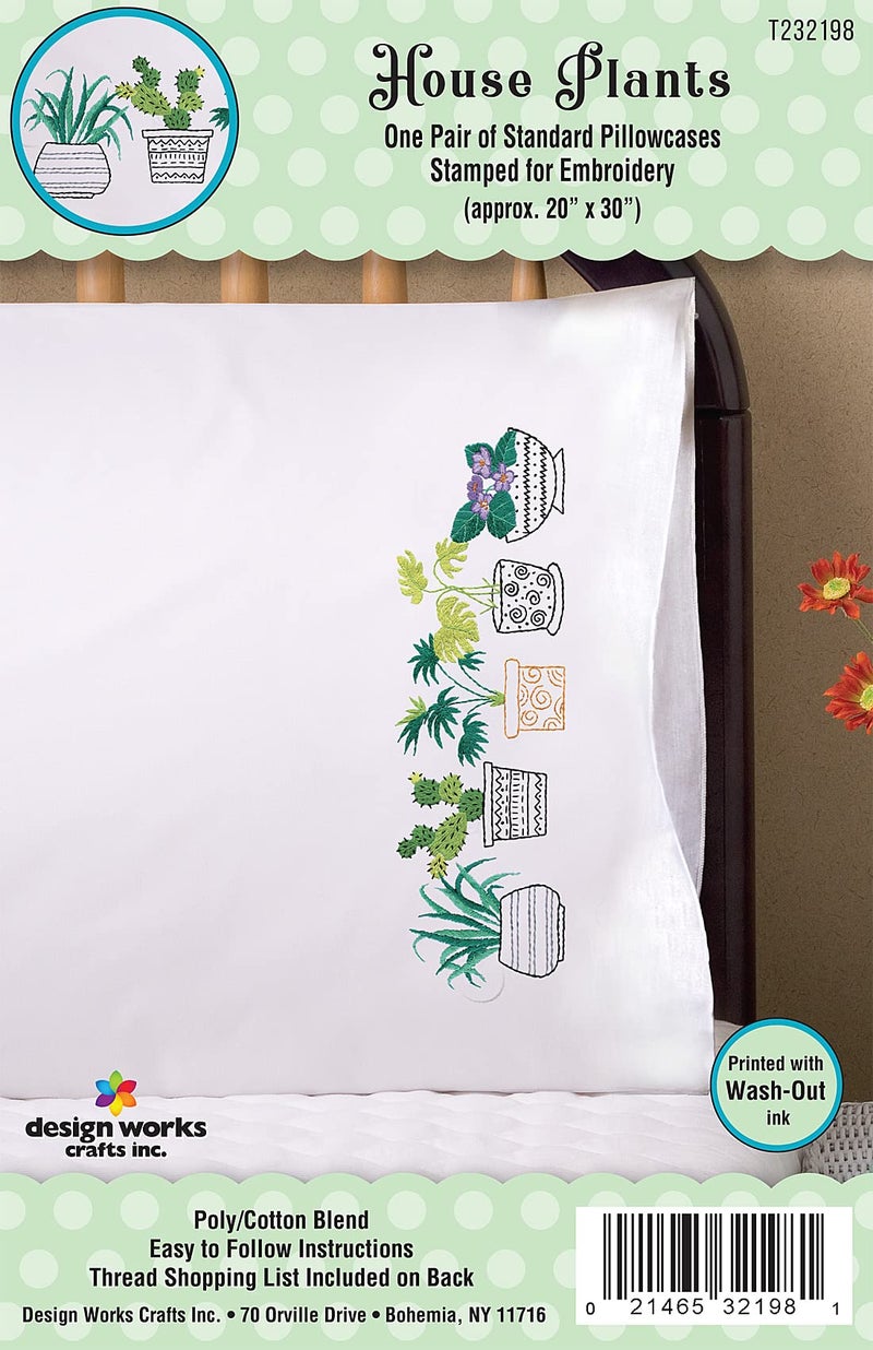 Design Works Crafts House Plants Stamped for Embroidery Pillowcases - Image 2