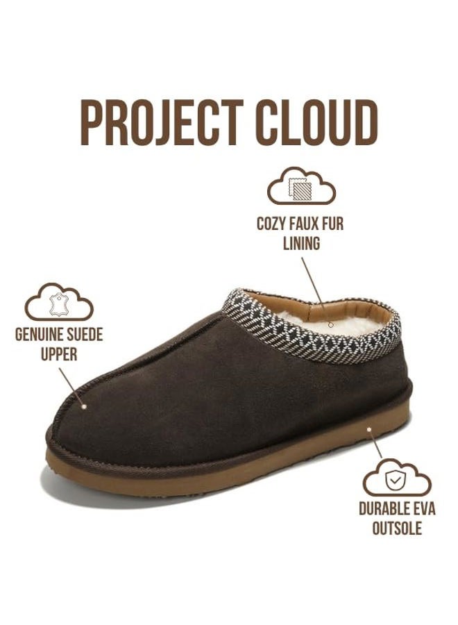Project Cloud Australian Sheepskin Mens Slippers - Memory Foam House Slippers for Men Indoor & Outdoor, Non-Slip Men Footwear & Men House Slippers Furry House Shoes (Relaxation, Choc, 8.5) Chocolate - Image 2